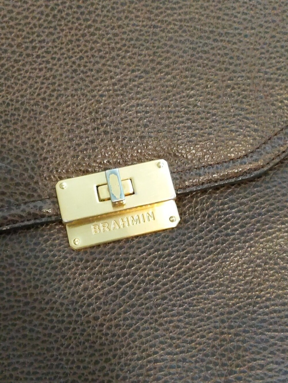 Brahmin Andrea Pebbled Leather Work Bag | Brown Leather Laptop Bag | - Picture 2 of 9